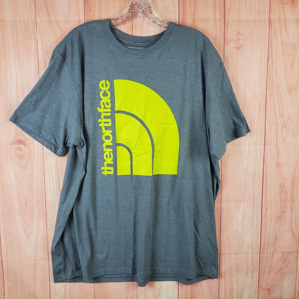 The North Face Tee Shirt Mens XL Gray Neon Graphic Cotton Standard Fit Crew Neck